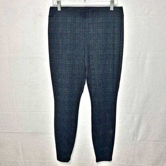 NANETTE LEPORE Black Gray Check Knit Elastic Waist High-Rise Pants Sz M (32x28) - Picture 1 of 5
